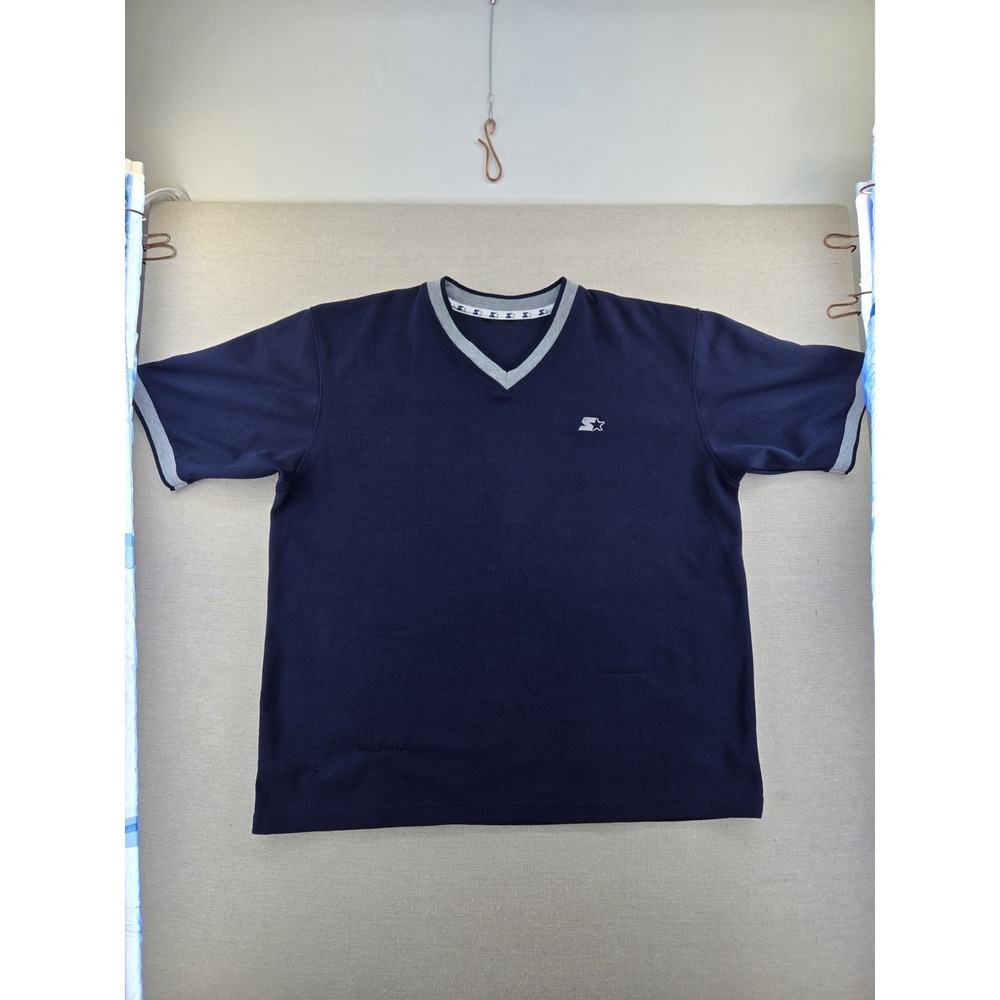 Vtg 90s Starter Mens Blue Athletic Short Sleeve Mesh Activewear Jersey T-Shirt